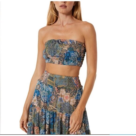 MISA Los Angeles Roksana‎ Bandeau Chiffon Top S Blues & Pinks - Picture 10 of 10